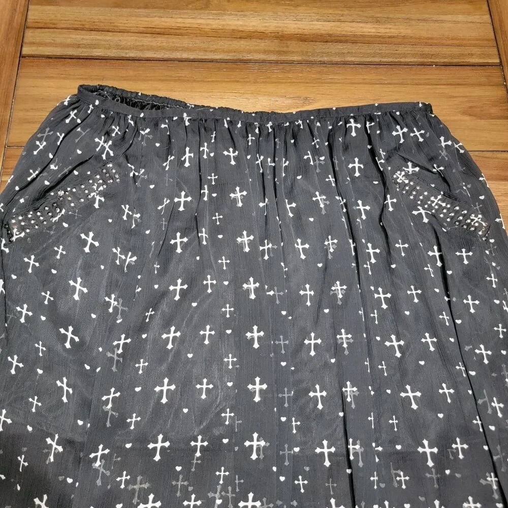 Flutterbye Full Sheer Black Cross Skirt w/ Pockets - Size 3X